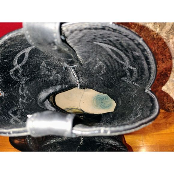 SOLD- Vintage Black Leather Cowboy Boots - Picture 13 of 15